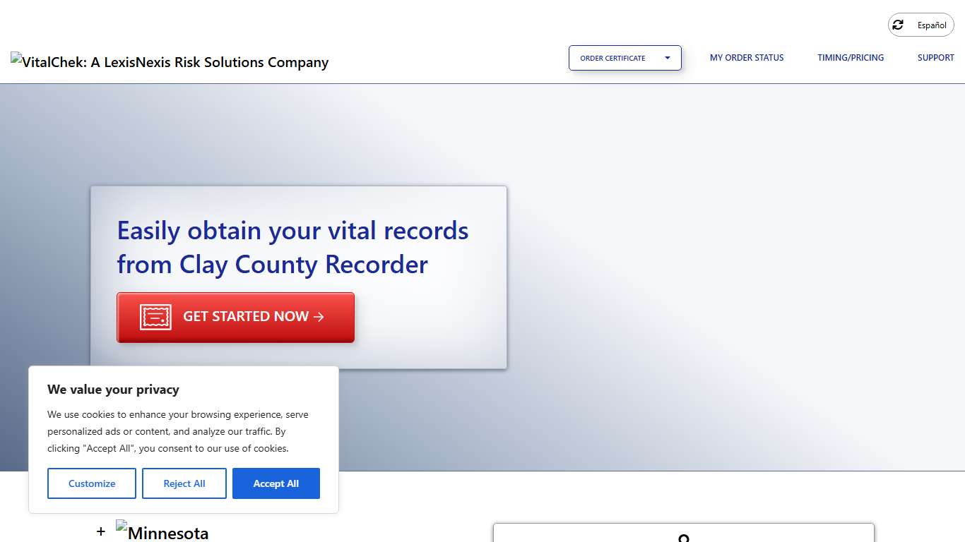 Clay County Recorder (MN) Order Certificates - VitalChek